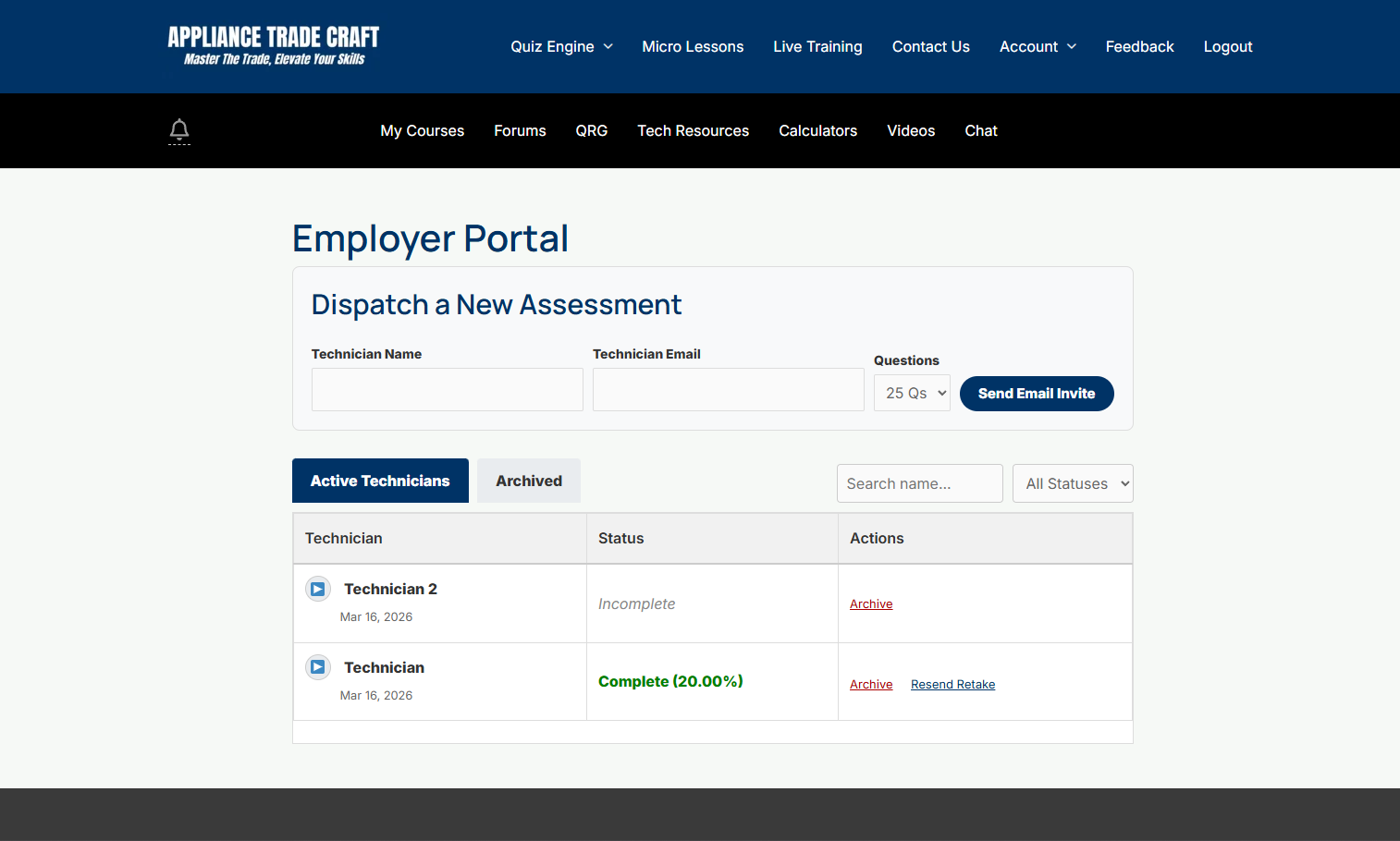 Employer Dashboard View